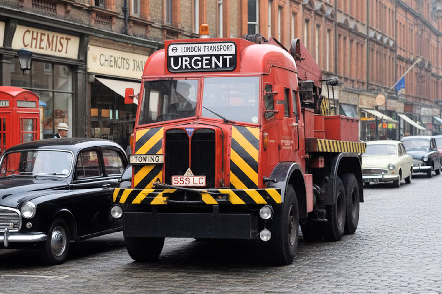 AEC Militant recovery vehicle Milly Tant working with London Transport 1966